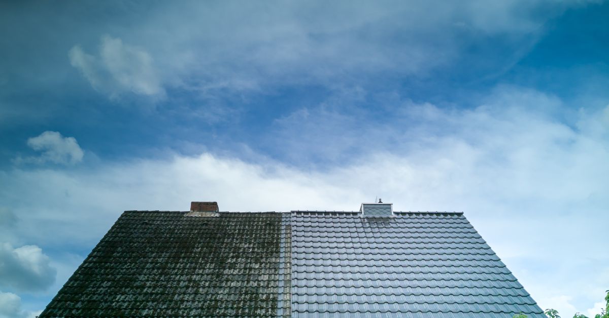 black and white roof in cloudy Weather