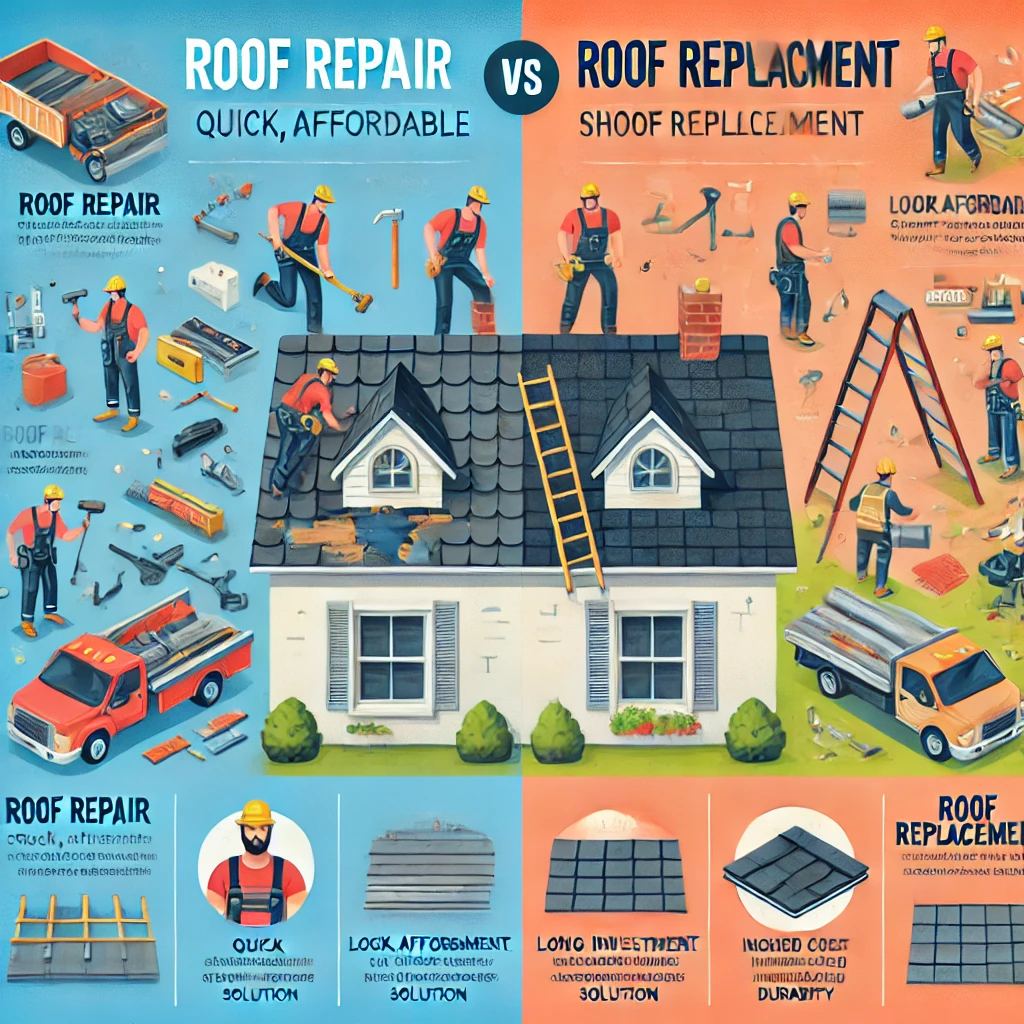Comparison of roof repair and replacement with benefits